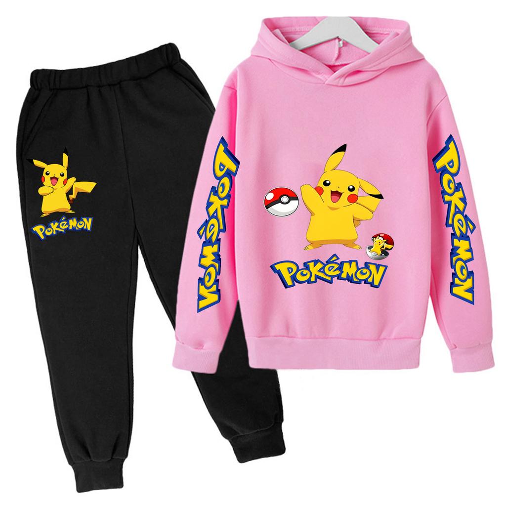 Kinder Freizeit Anime Pikachus Hoodie Set Frühling Herbst 3-14J Jungen Kleidung Mädchen