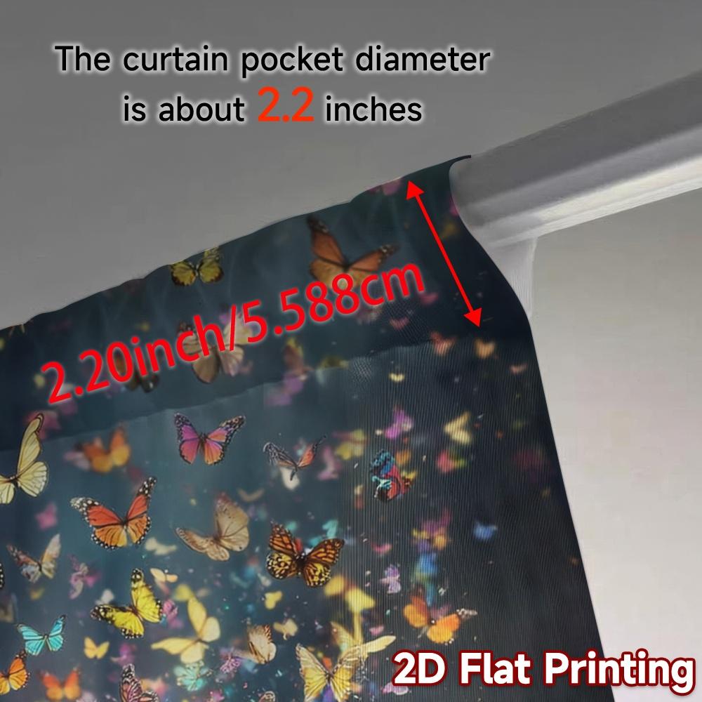 2pcs, 2D FLAT PRINTING Curtains (Without Rod) Butterfly Tales Light Filtering Chic Curtains Polyester Curtains Decorations