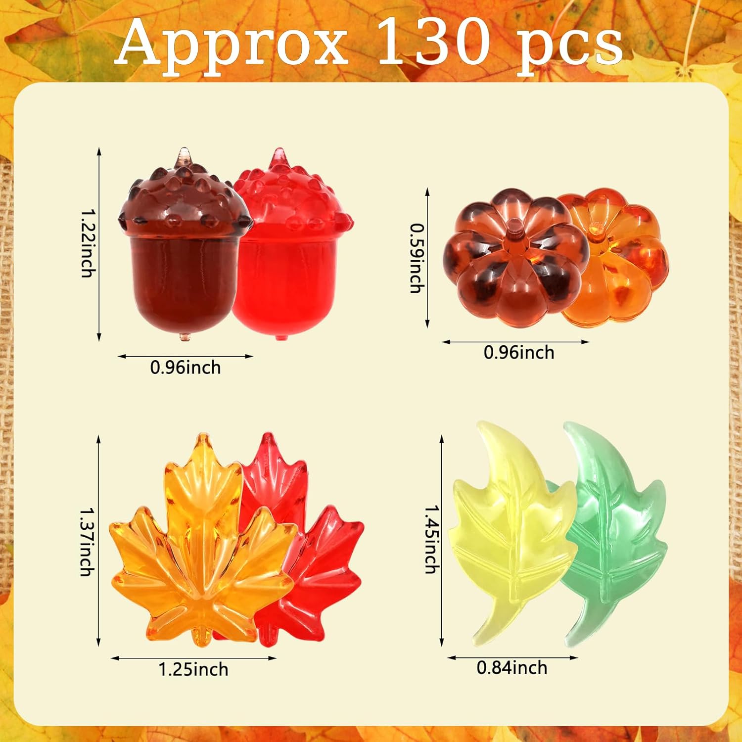 Fall Vase Filler for Thanksgiving, 130 Pcs Acrylic Pumpkin Leaves Maple Leaves Acorn Gems Centerpieces Table Scatters Thankgiving Home Decor Fall