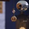 Pear Blossom Carved Gourd Pendant: Wood Ornament & Diffuser Keychain