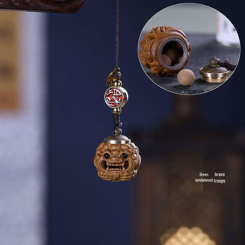 Pear Blossom Carved Gourd Pendant: Wood Ornament & Diffuser Keychain