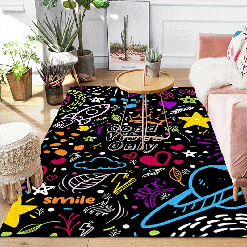 1pc Colorful Painting Pattern Area Rug, Anti Slip Non Shedding Stain Resistant Carpet