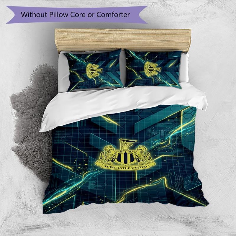 Newcastle United Football Printed 3 Pieces Bedding Set, Comfortable Skin Friendly Bedroom Duvet Cover Set