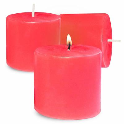 Paraffin Wax Scented Pillar Candles for Home Décor Smokeless & Dripless Candle (Rose - Red) Set of 3
