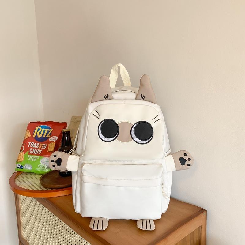 School bag for junior high school students Cute kitten student backpack Ugly cute large-capacity school bag High school students backpacking