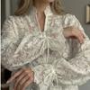 Hollow Out Lace Printed Shirt Slim Fit See Through Mesh Shirt New Women Shirt Tops  Summer