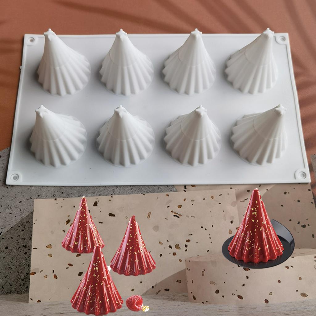 Creative Christmas Tree Silicone Chocolate Mold Stripe Cone Candy Biscuit Baking Set Ice Cream Cake Decor Mold Soap Candle Mould