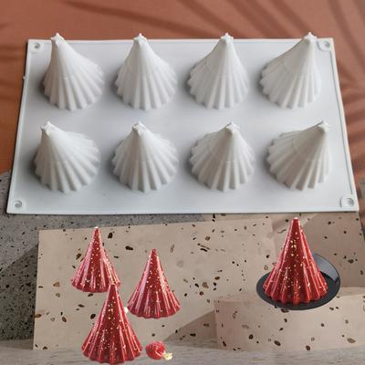 Molde de Silicona para Chocolate de Árbol de Navidad Creativo Rayado Cono Set para Hornear Dulces Galletas Decoración de Pastel Helado Molde Jabón Vela