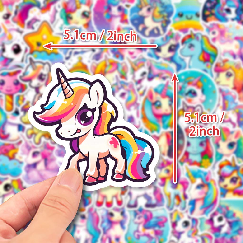 50pcs Cartoon Cute Rainbow Unicorn Stickers Pack for Scrapbooking Laptop Travel Luggage Laptop Wall Car Decoration Decal