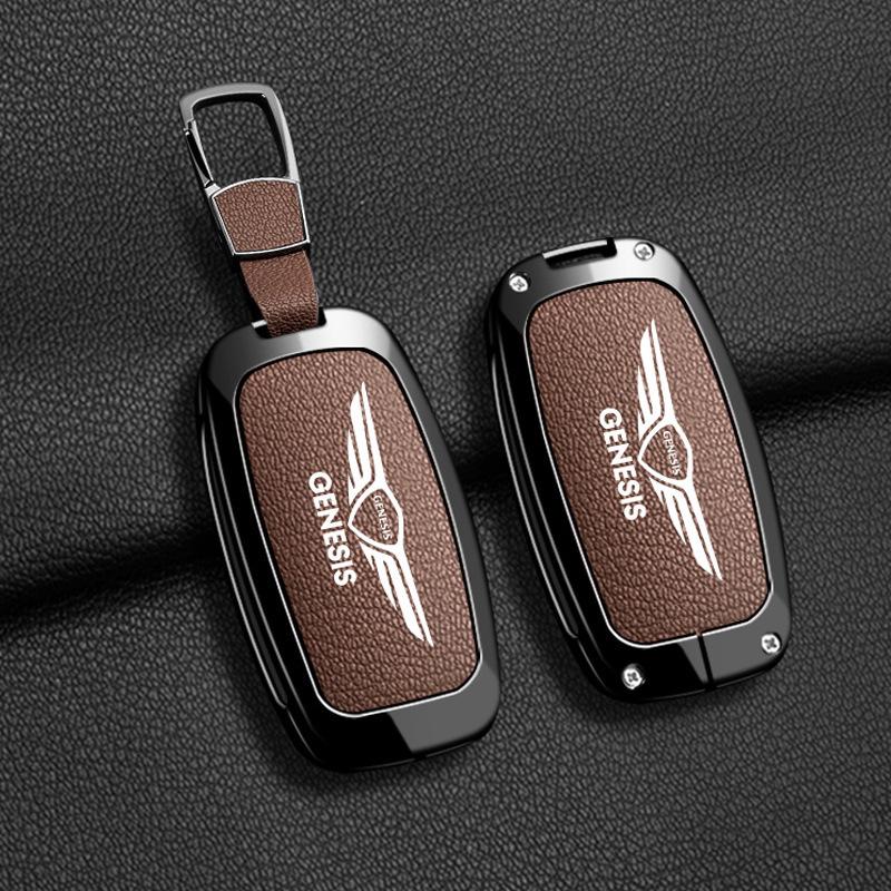 Genesis Autoschlüssel-Etui Hülle für G80/G70/GV80/GV70 - Metall Vollumwickelung mit Schnalle