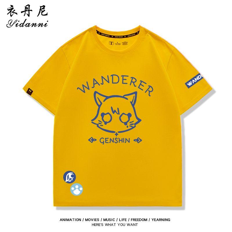 Spiel Genshin Impact Serie Wanderer Druck T-Shirt Kurzarm Sommer T-Shirt Unisex Kleidung Damenbekleidung Mode Lässige Oberteile