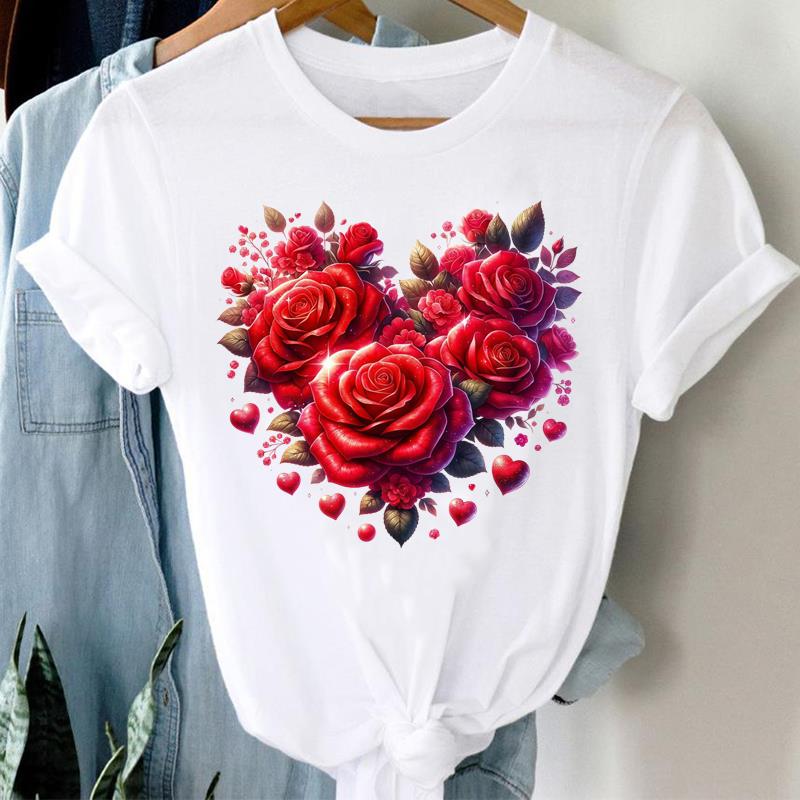 (Asian Size) T Shirt Clothing Lady O-neck Lovely Vacation Short Sleeve T-shirts Printed Female Top Casual Fashion Women Graphic Tee