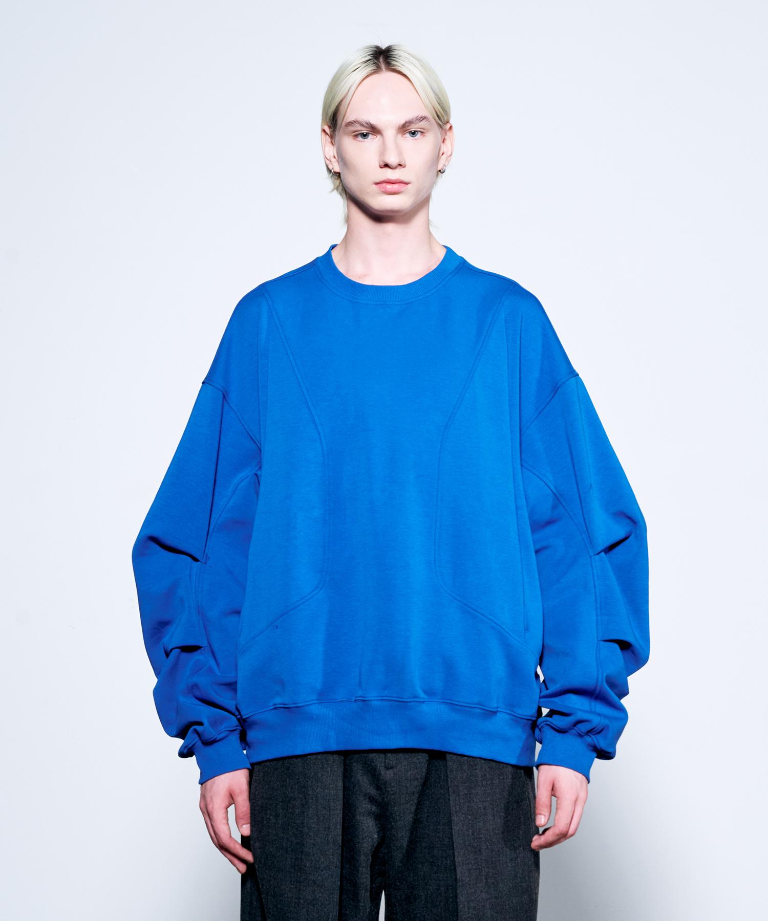 Zensai Side Cut Double Pleat Balloon Fit Sweatshirt Blue L