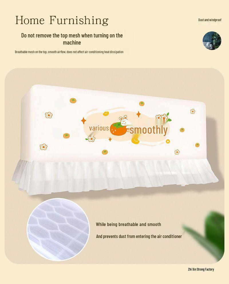 Air Conditioner Wind Deflector: Prevents Direct Blowing with Cute Print, Fits Hanging Units, Fully Enclosed Dust Cover Included.