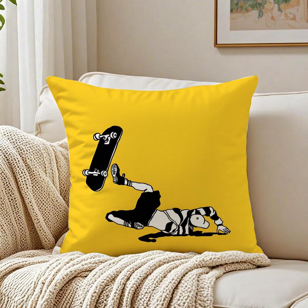 Fashion Graffiti Funny Sports Skateboarding Cushion Cover Pillowcase Antidustmite living Room Sofa Decor Cushion Room