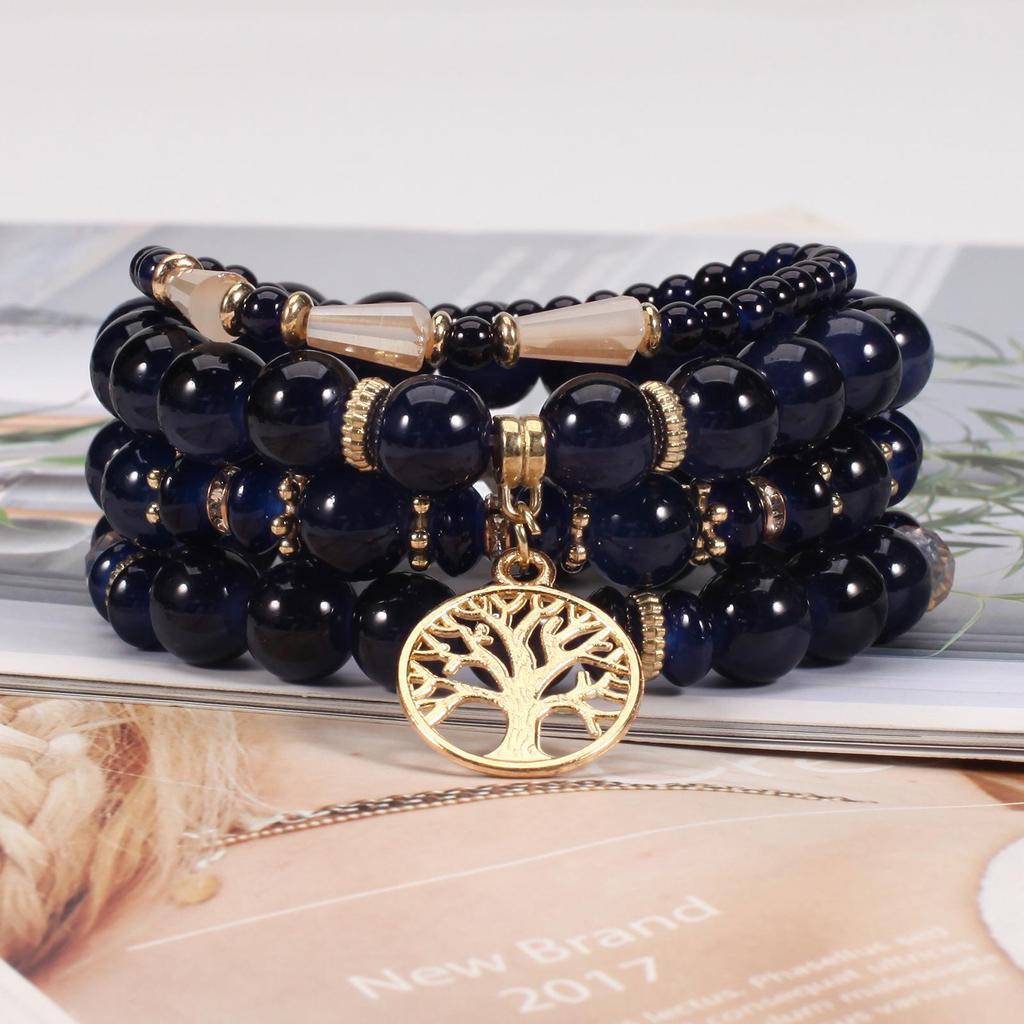 Bohemian Ethnic Beaded Bracelet with Tree of Life Pendant