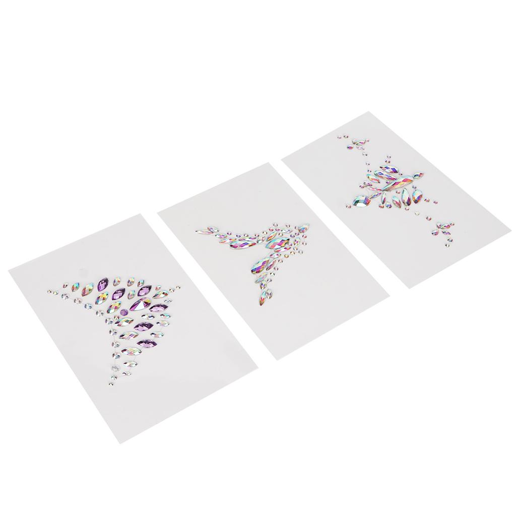 3PCS Breast Rhinestone Stickers Chest Jewelry Adhesive Patches Body Makeup Decoration Sticker