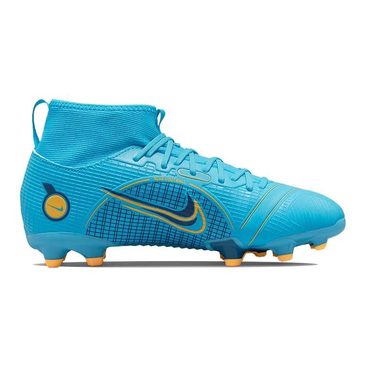 Nike Mercurial Superfly 8 Slip Resistant Cushioning Abrasion Resistant Mid top Kids' Soccer Shoes Blue Kids' DJ2854-484
