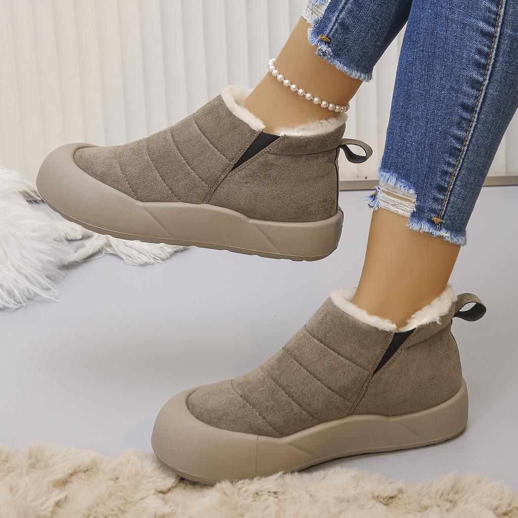 Fashion Women's Large-sized Mid-Calf Snow Boots Thickened Fleece Waterproof Warm Cotton Shoes Versatile Winter Boot for Cold Weather