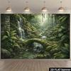 Enchanted Rainforest Mural with Waterfall and Ancient Stone Archway