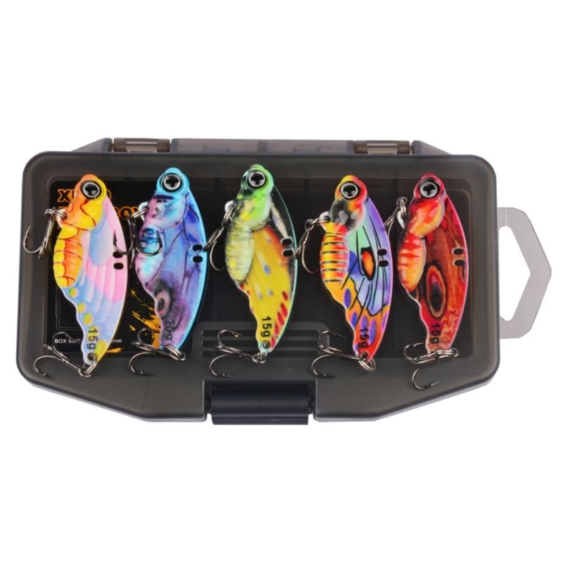 5Pcs Crankbait Metal Jig Spoon Lure VIB Vibration Spoon Spinner Balancers Spoon Fishing Lure Trolling Swimbait