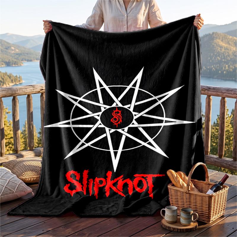 Varm flanellfilt med Slipknot-mönster, Lätt och bekväm pläd för säng och soffa