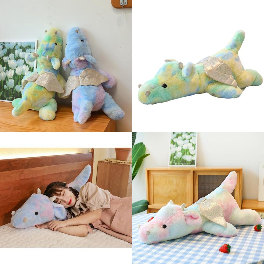 Popular Cartoon Style Tie-dye Dragon Plush Toy Pillow Wholesale Perfect Birthday Gift