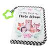 My First Photo Album Soft Cloth Baby Family Photo Book with Safe Mirror Cute Patterns Holds 17 Photos