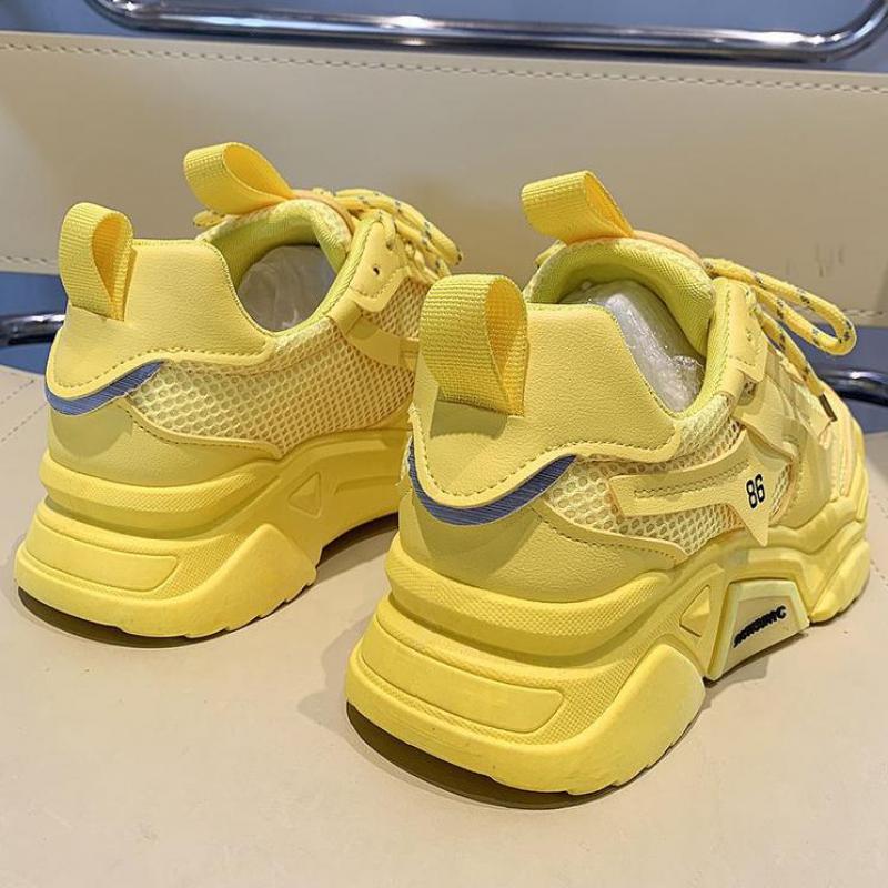 Zapatillas Amarillas para Mujer Zapatos Deportivos de Plataforma para Mujer Zapatillas de Deporte Suela Gruesa Zapatillas Chunky Blancas Mujer Zapatos para Caminar al Aire Libre