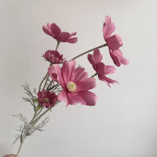 Künstliche Cosmeenblüten 6 Köpfe Kunstseiden-Cosmeen mit Stiel Falscher Wildblumenstrauß für Vase Hochzeitsparty Frühling Sommer Heimdekoration