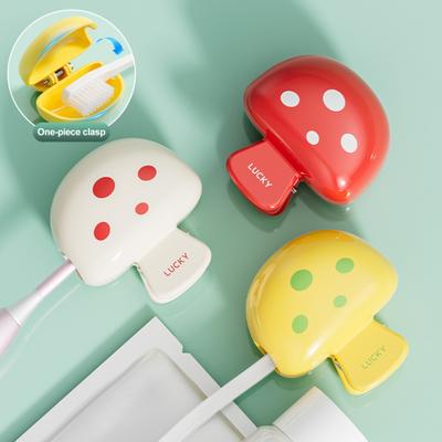Tapa protectora para cepillo de dientes con fuerte clip de resorte, sin BPA, diseño de seta, funda universal para cepillo de dientes, estuche de viaje portátil
