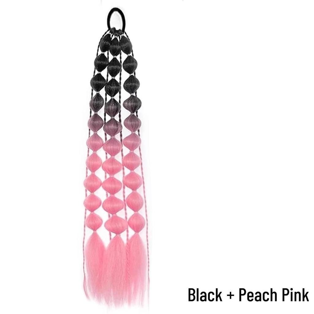European Style Gradient Lantern Bubble Ponytail: Fashionable Women's Long Hand-woven Braid