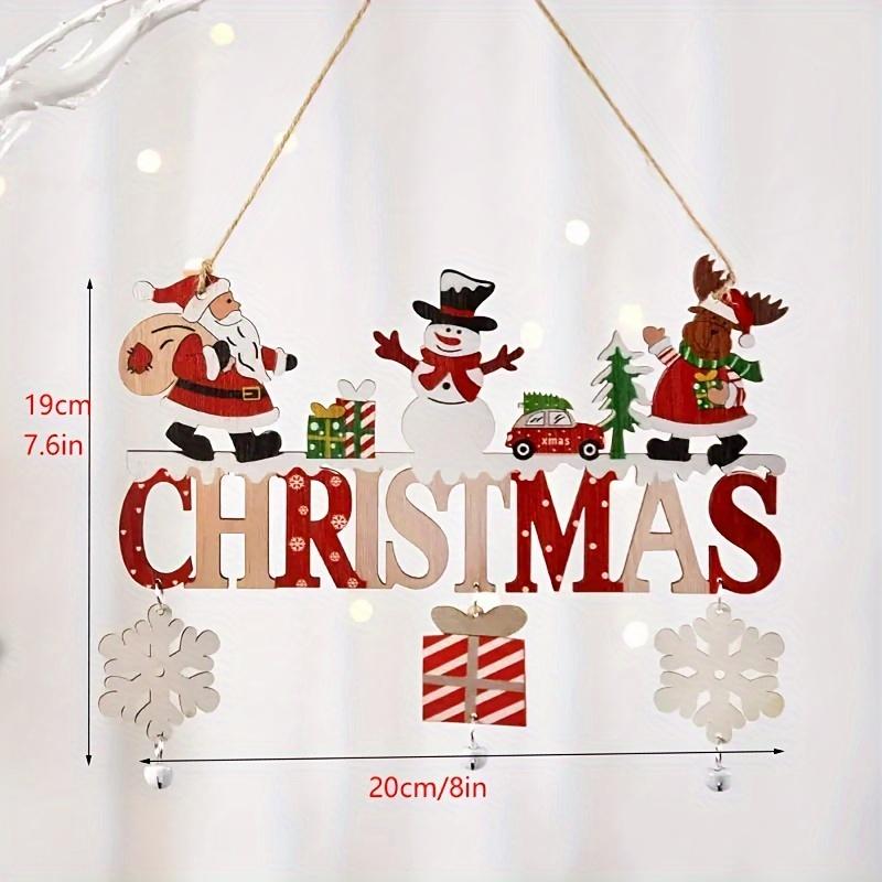Christmas Door Decor Wooden Merry Christmas Sign Front Door Decor Santa Snowman Reindeer Decorations Wall Porch Decor