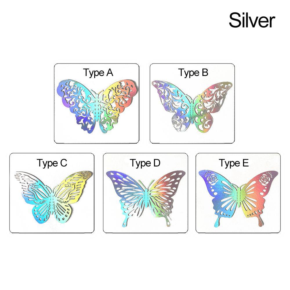 DIY Accesories Party Wedding Supplies Home Decoration Hollow Butterflies 3D Butterfly Stickers Wall Decals Colorful Silver Gold