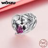 WOSTU 925 Silver Family Jewelry Series Mother & Daughter Charm Sister Beads Angel Guardian Pendant Fit DIY Bracelet NEW