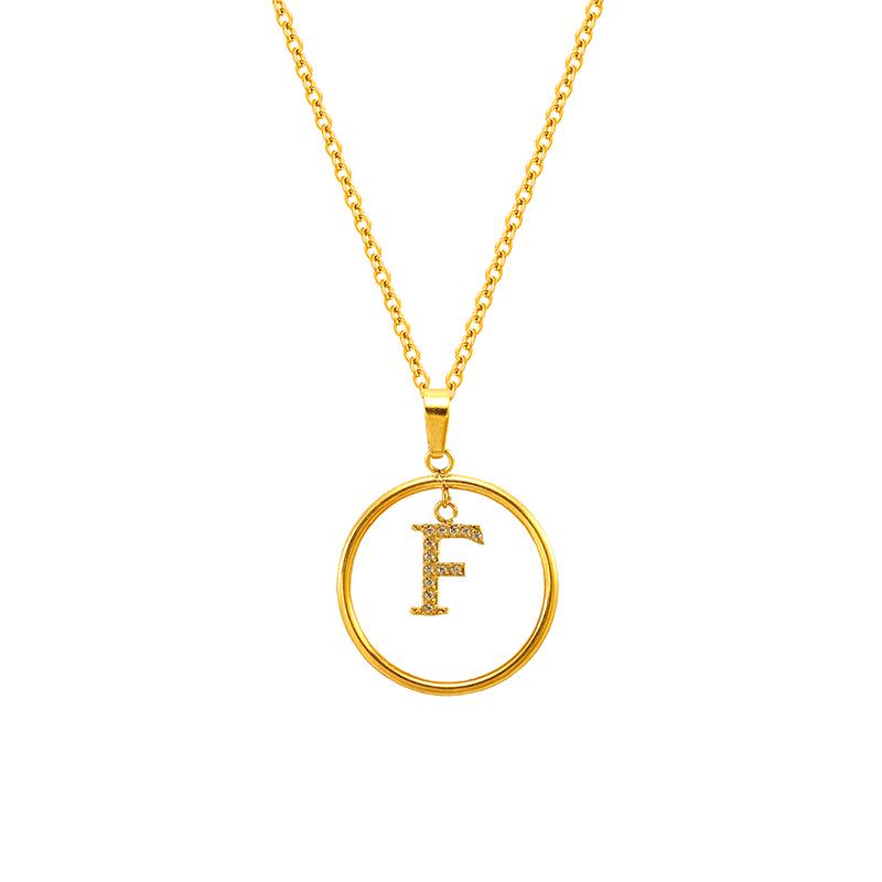 

Элегантное ожерелье с подвеской-буквой из титановой стали с цирконом для женщин 18K gold