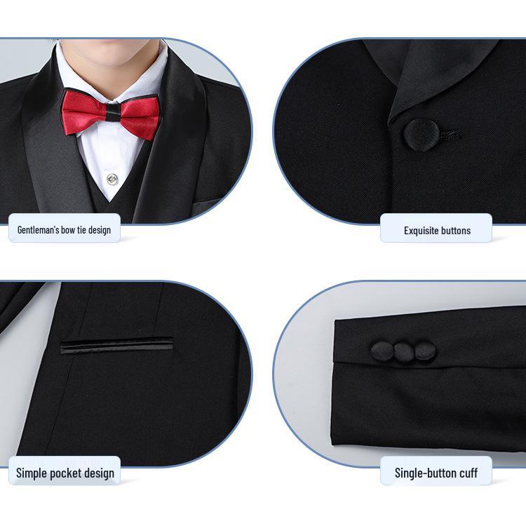 Fashionable Boys' Solid Color Blazer Suit for Piano Performance and First Birthday