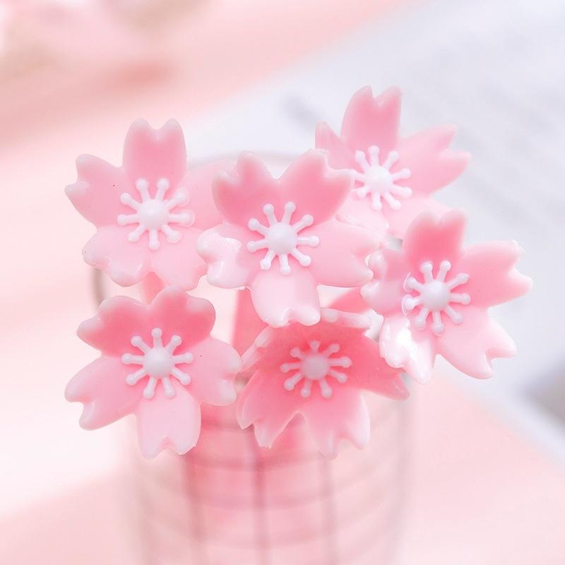 10 Pcs Silicone Pink Creative Cute Cherry Blossoms Flower Stationery Office School Supplies Gift Simulation Gel Pens LS