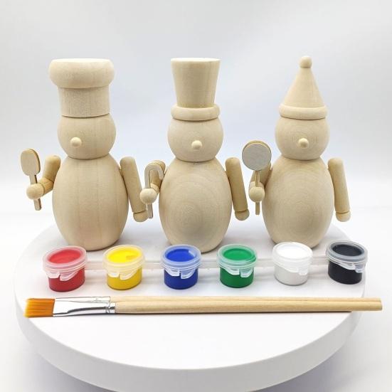 3 Stück Weihnachten Holz Unfertig Nussknacker Figur DIY Roh Unbemalt Soldatenfigur Festival Feiertagsparty Ornament Dekoration