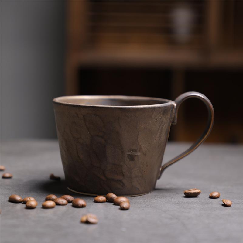 Retro Ceramic Large-Capacity Water Cup Coarse Pottery Afternoon Tea Coffee Cup Home Silent Wind Breakfast Cup