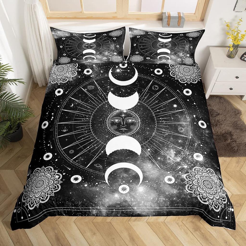 Sol og Måne Sengetøy Elegant Gull Sol og Måne Dynesett Tredelt Sett