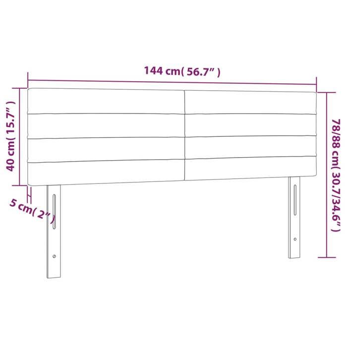 VidaXL Tête de Lit à LED Meuble de Chambre à Coucher Accessoire de Lit Double Tête de Cadre de Lit Intérieur Gris Foncé 3121801