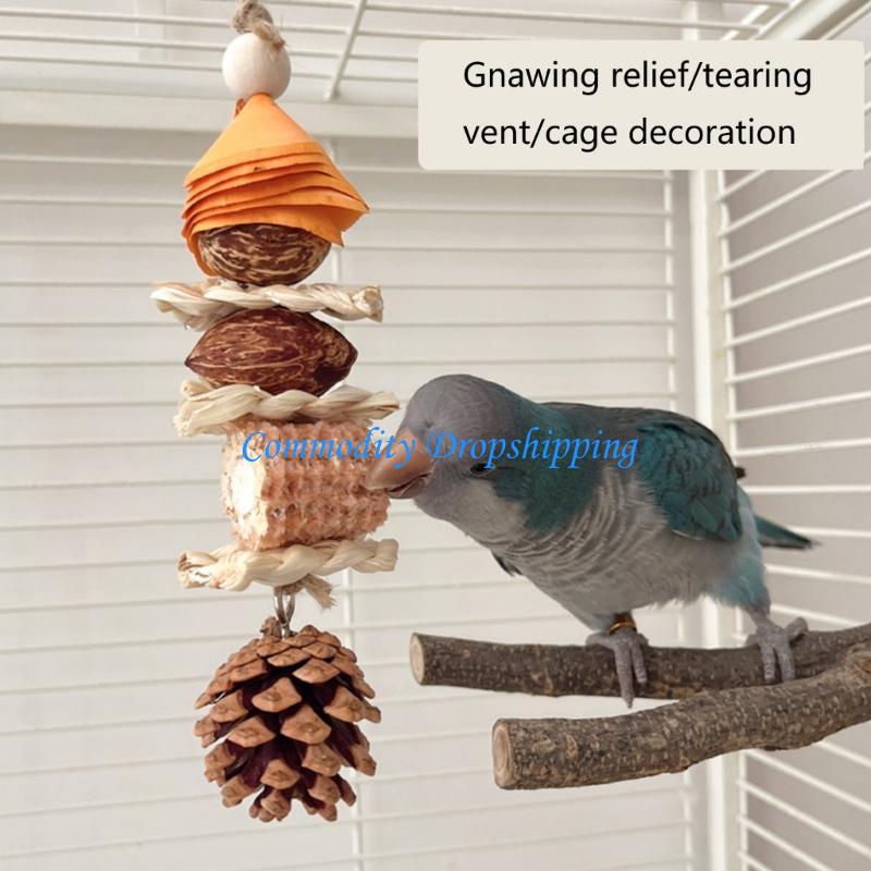 

Y5JC Pet Bird Straw Chew Toy Natural Cornhusk Pinecone for Cockatiel Conure China Mainland