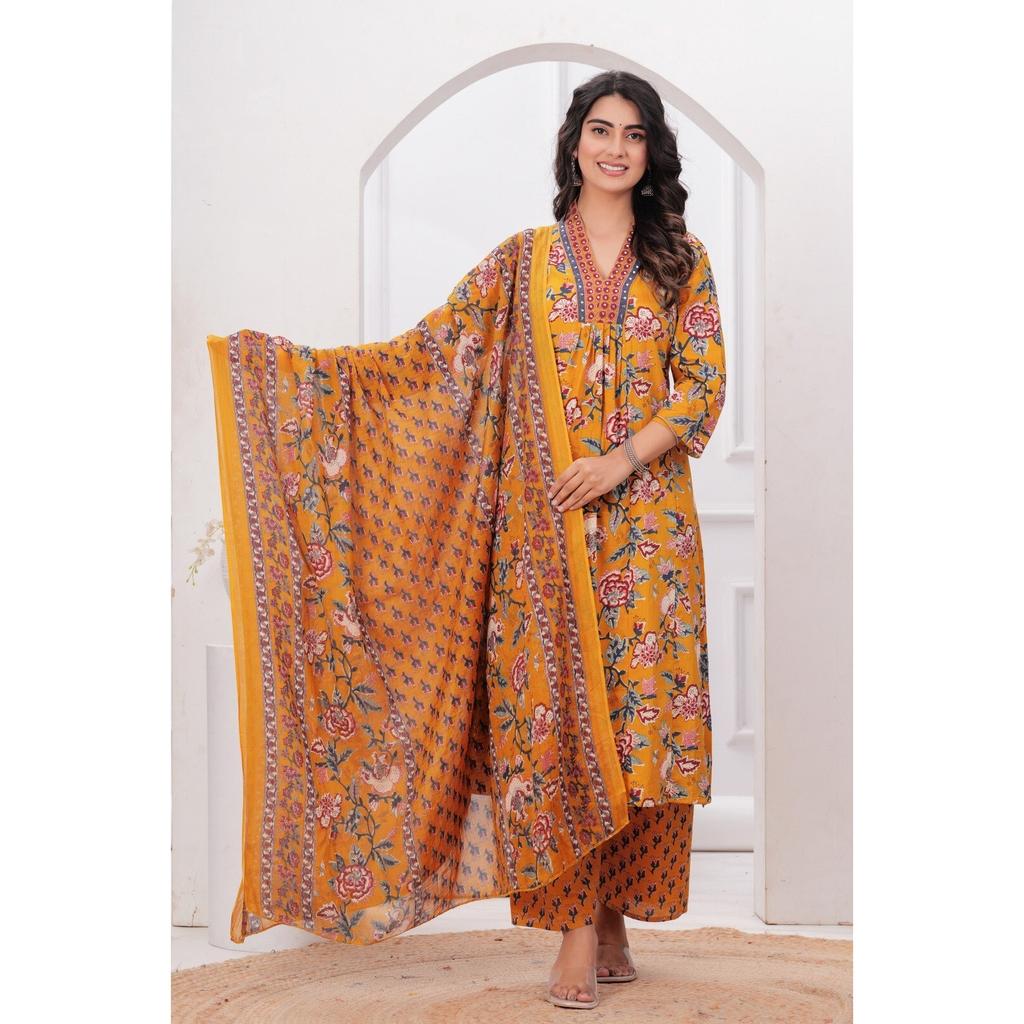 Women Designer Cotton Top Tunic Kurti Set Indian Bollywood Party Salwar Suit SC-2297