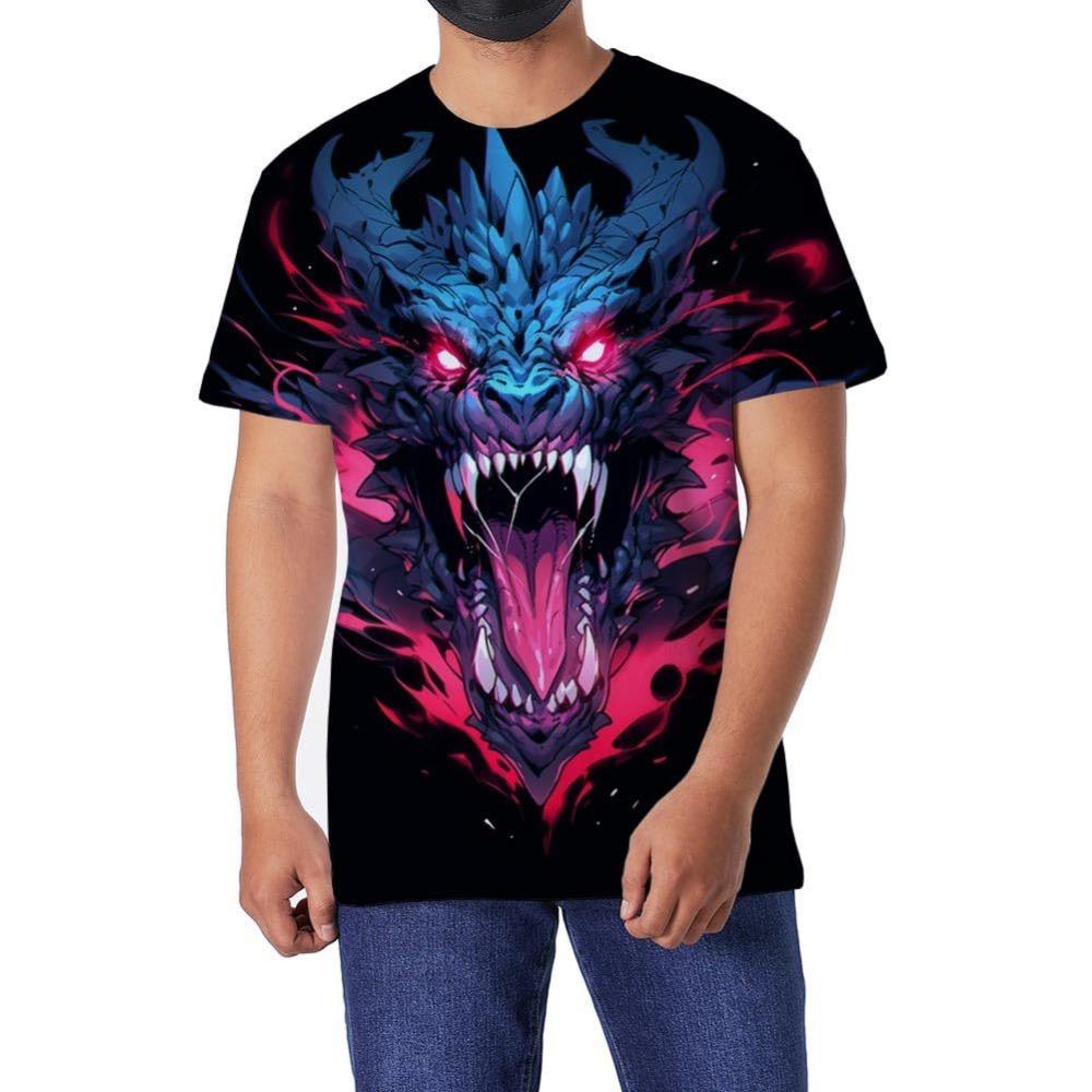 Fierce Animal Series 3D Digital Printed Men's Street Trendy Round Neck Short Sleeved T-shirt