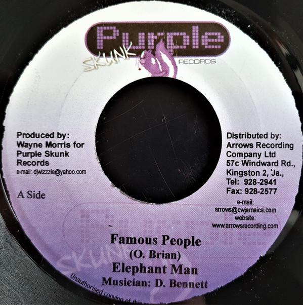 

7-дюймовая пластинка ELEPHANT MAN / TIMBERLEE & FLAVA UN - Famous People / Set Up Yourself NONE Purple Skunk Re 2004 Ямайка Регги, Ска и Даб Б/У