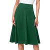 Women's High Waist Knee Length Elastic Knit A-Line Stretch Flared Casual Midi Skirt