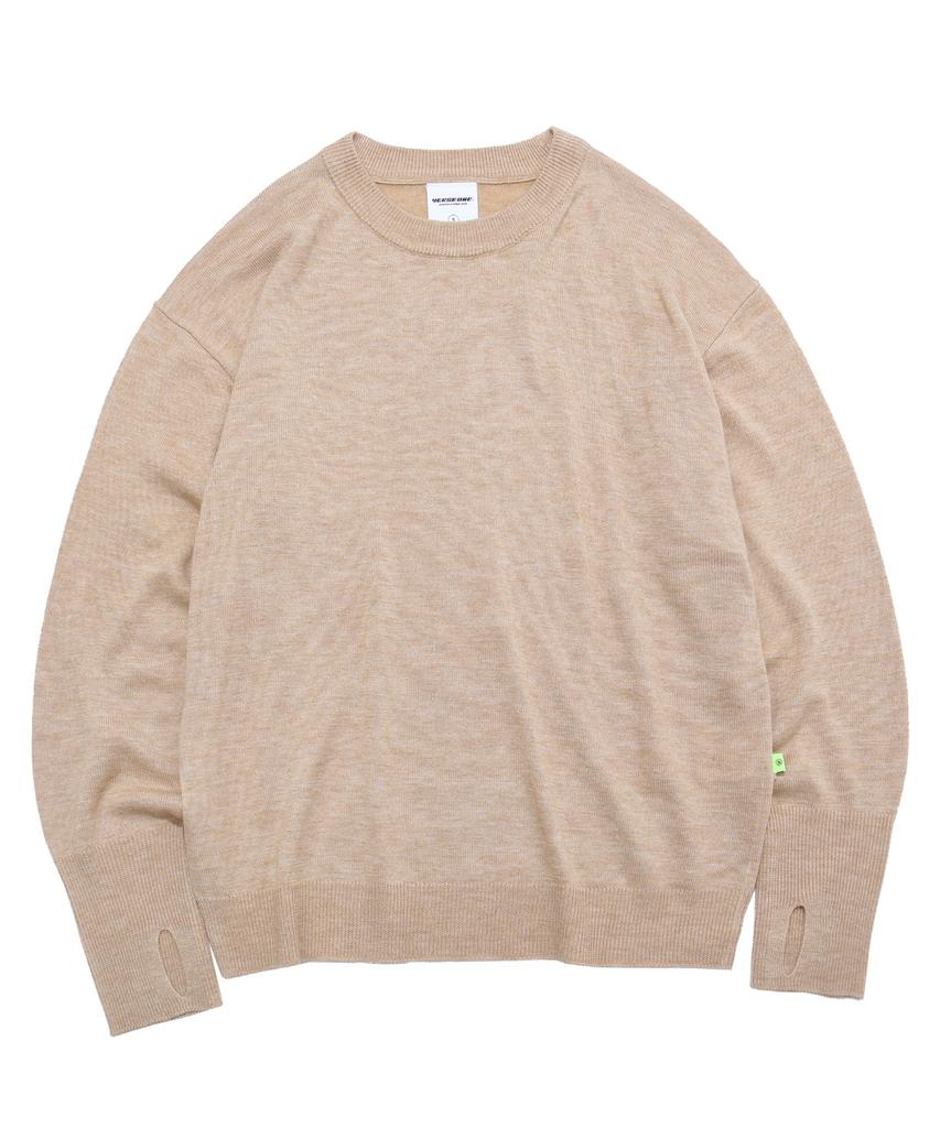 VERSE ONE Merino Wool Basic Knit Sweater Beige