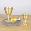 1Pcs Elegant Brass Cup Gold Finish Temple Offering Vessel for Wealth God Rituals Retro Decorative Buddhist Altar