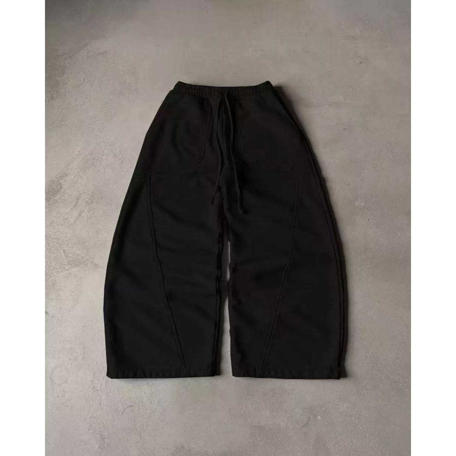 Unisex High Waist Straight Leg Pants Loose Fit Casual Y2K Patchwork Trousers S